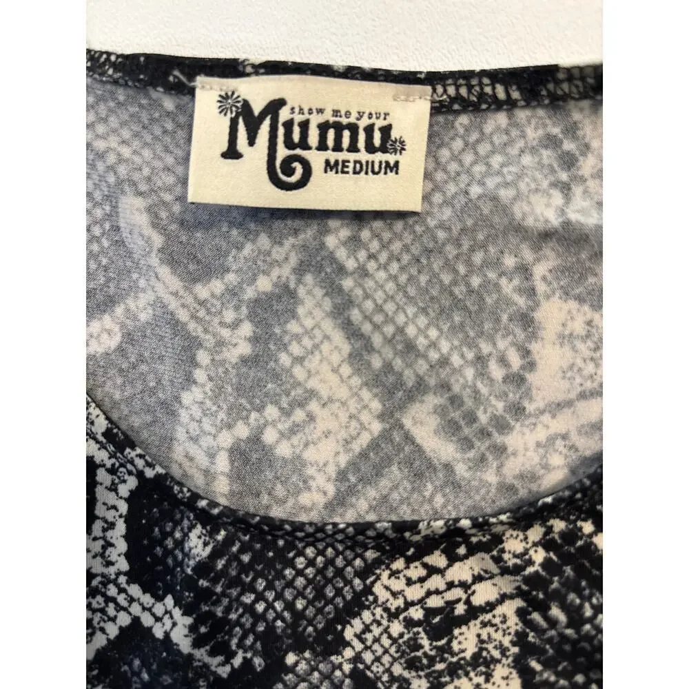 Show Me Your Mumu Midi Dress Women’s Sz Medium Snakeprint A-line Oversized - Picture 4 of 8